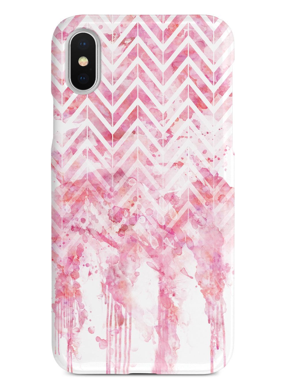 Dripping Watercolor Pink Chevron Pattern Case